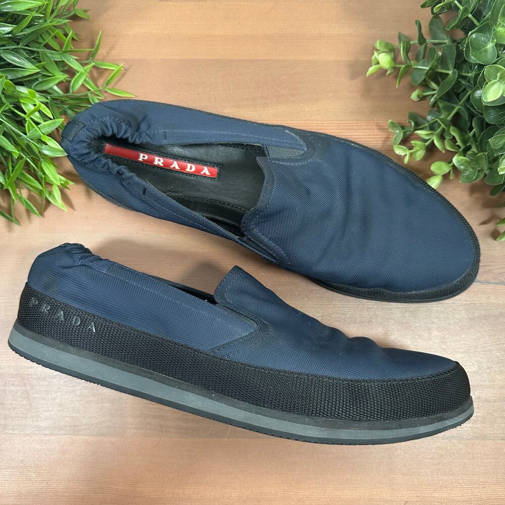 Prada Men's Re Nylon Slip On‎ Sneakers Loafers Navy Size 6.5 US 7.5